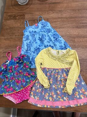 Matilda Jane swimsuit and dress 18- 24 months.  Vintage blue sundress 18 months
